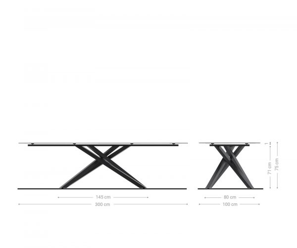Jedálenský stôl Edge 300x100cm Laminam® keramika biela krížová podnož čierna - Image 7