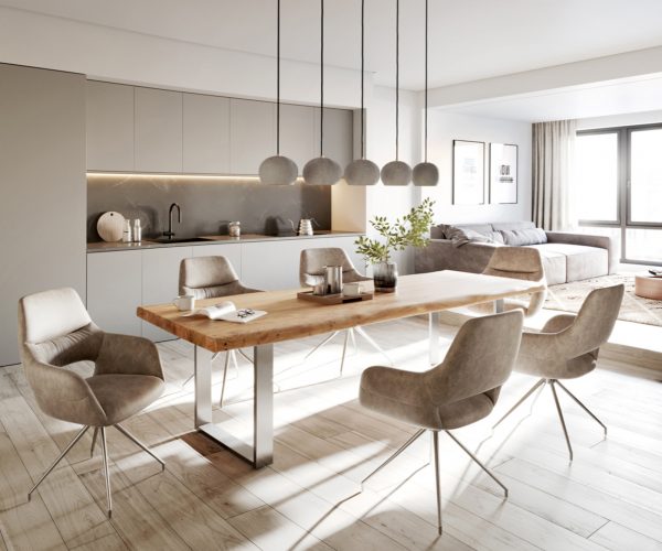 Jedálenský stôl Edge 280x100cm XL Akácia prírodná nerezová oceľ úzky - Image 6