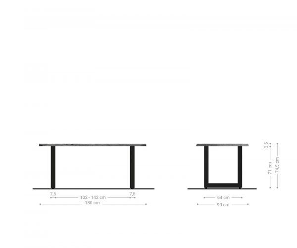 Jídelní stůl Edge 180x90cm přírodní akácie nerezová ocel široká - Image 6