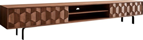 TV stolík Fevo 240 cm akácia hnedá 4 dvierka podstava v tvare L - Image 7