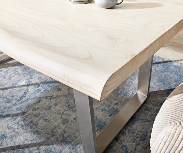 Jídelní stůl Edge 200x100 XL bílý lakovaný nerezová ocel nepravidelná hrana - Image 6