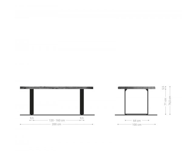 Jídelní stůl Edge 200x100 XL bílý lakovaný nerezová ocel nepravidelná hrana - Image 8