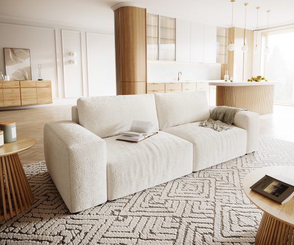 Veľká pohovka Lanzo XL 270x125 cm bouclé off-white