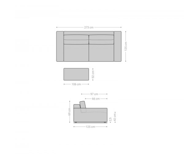 Veľká pohovka Lanzo XL 270x125 cm strieborná sivá manšestrová s podnožkou - Image 7