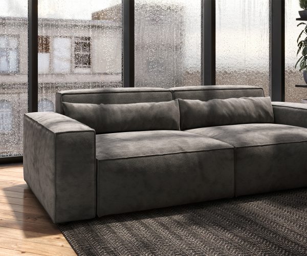 Veľká pohovka Sirpio L 250x105 cm z mikrovlákna khaki-hnedá - Image 6