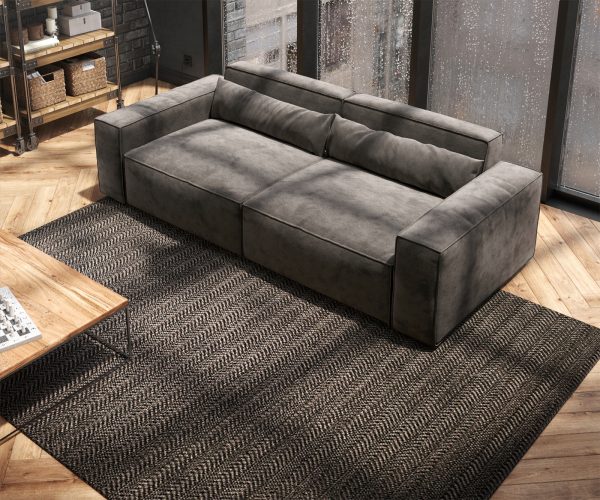 Veľká pohovka Sirpio L 250x105 cm z mikrovlákna khaki-hnedá - Image 4