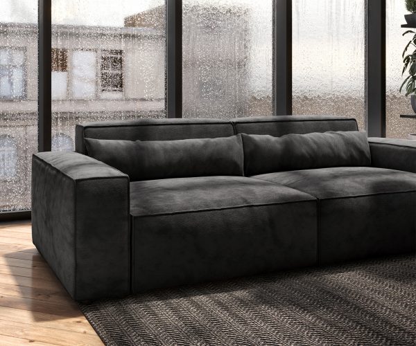 Veľká pohovka Sirpio L 250x105 cm z mikrovlákna čierna - Image 5