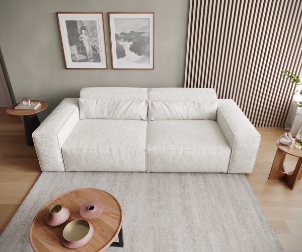 Sirpio L 250x105 cm veľká pohovka bouclé krémová a biela - Image 6