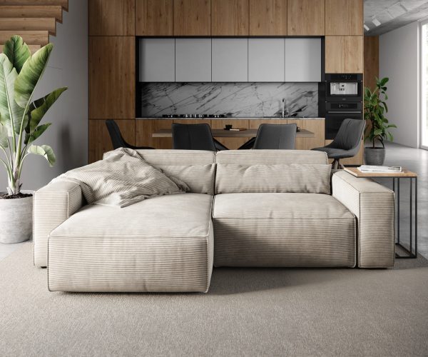 Rohová sedačka Sirpio D 250x155 cm manšestrová béžová variabilné ležadlo - Image 2