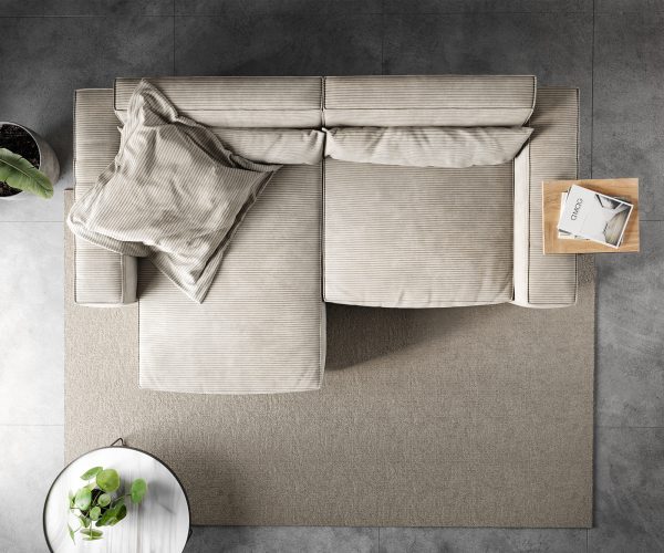 Rohová sedačka Sirpio D 250x155 cm manšestrová béžová variabilné ležadlo - Image 6