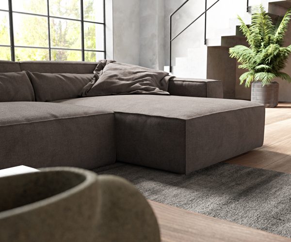 Rohová pohovka Sirpio D 340x155 cm mikrovlákno khaki-hnedá variabilné ležadlo - Image 5