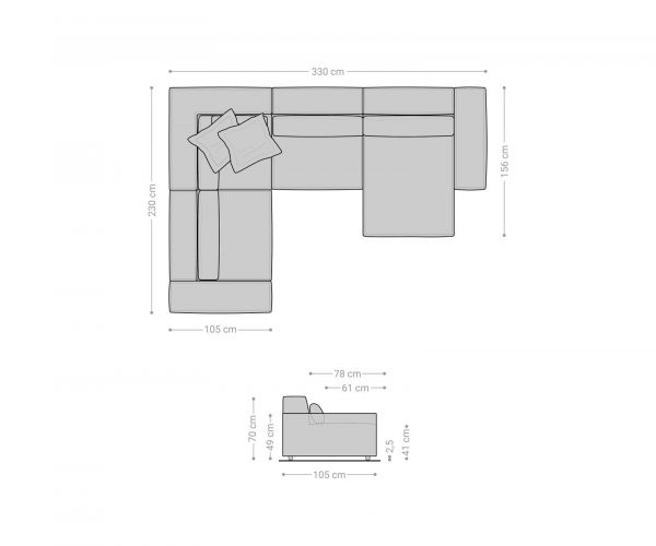Pohovka v tvare U Sirpio D 330x240 cm mikrovlákno sivá variabilné ležadlo - Image 7