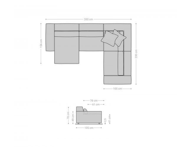 Pohovka v tvare U Sirpio D 330x240 cm z mikrovlákna čierna variabilné ležadlo - Image 8