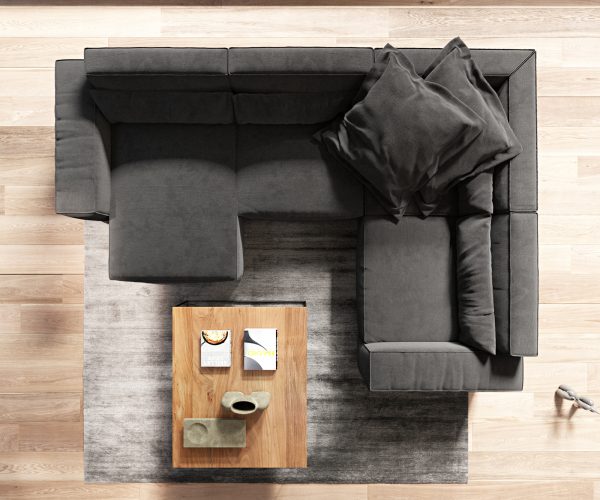 Pohovka v tvare U Sirpio D 330x240 cm z mikrovlákna čierna variabilné ležadlo - Image 7