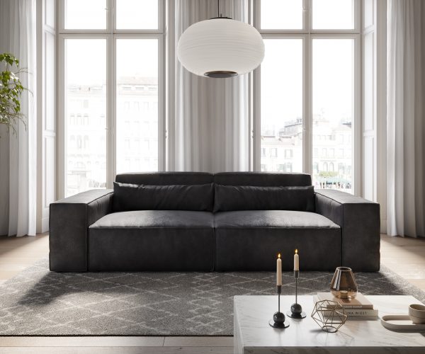 Veľká pohovka Sirpio D 250x105 cm imitácia kože antracit vintage - Image 2