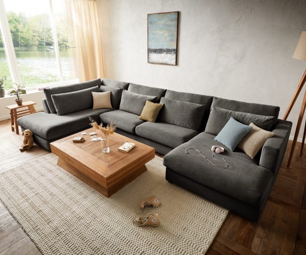 Pohovka v tvare U Isla 430x225 šenil antracitová ľavá - Image 4