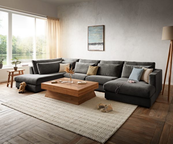 Pohovka v tvare U Isla 430x225 šenil antracitová ľavá