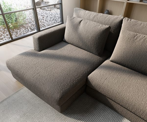Pohovka v tvare U Isla 430x225 bouclé taupe lenivá pohovka vpravo - Image 6