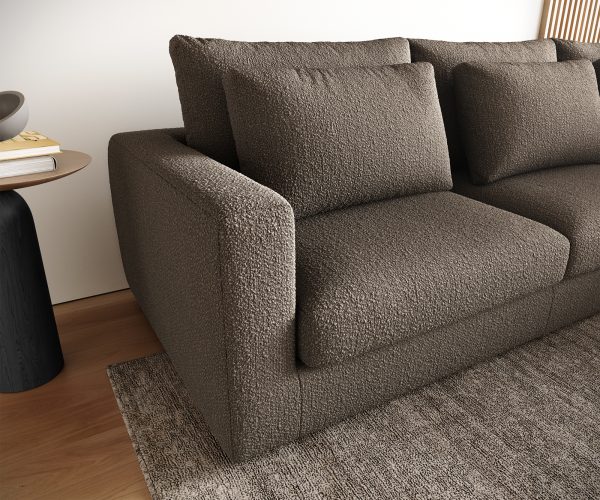 Rohová pohovka Isla 330x225 cm bouclé taupe pravá - Image 5