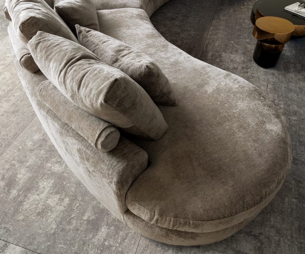 Pohovka v tvare U Estrea 500x250 cm plochá látka taupe round - Image 5