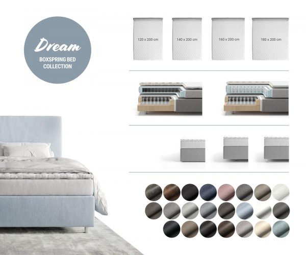 Boxspring posteľ Dream-Well 160x200 cm bouclé off-white - Image 5