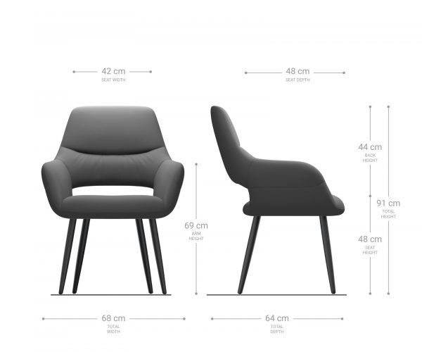 Jedálenská stolička Yago-Flex 4 s kužeľovou základňou čierna zamatová sivá - Image 6