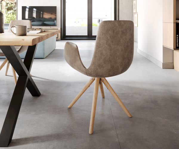 Jedálenská stolička Ilia-Flex drevená základňa zaoblená mikrovlákno taupe vintage - Image 3