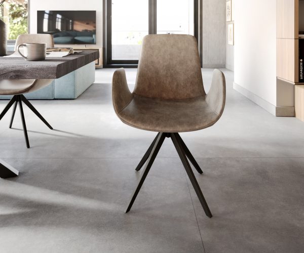 Ilia-Flex otočná stolička s podrúčkami s krížovou základňou zaoblená otočná stolička z mikrovlákna taupe 180° - Image 2