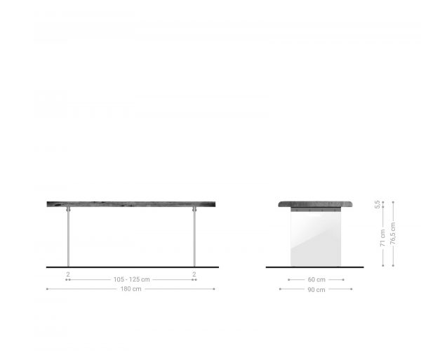 Jedálenský stôl Edge 180x90 cm XL akácia platina - Image 6
