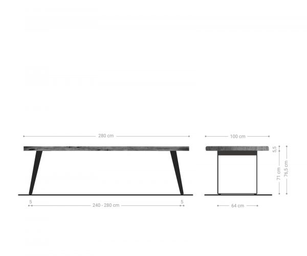 Jedálenský stôl Edge 280x100 cm XL prírodná akácia live - Image 7