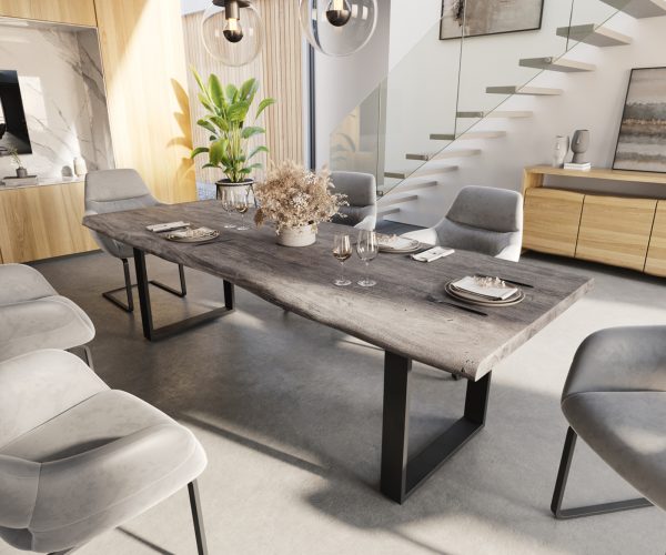 Jedálenský stôl Edge 260x100 cm XL akácia platina