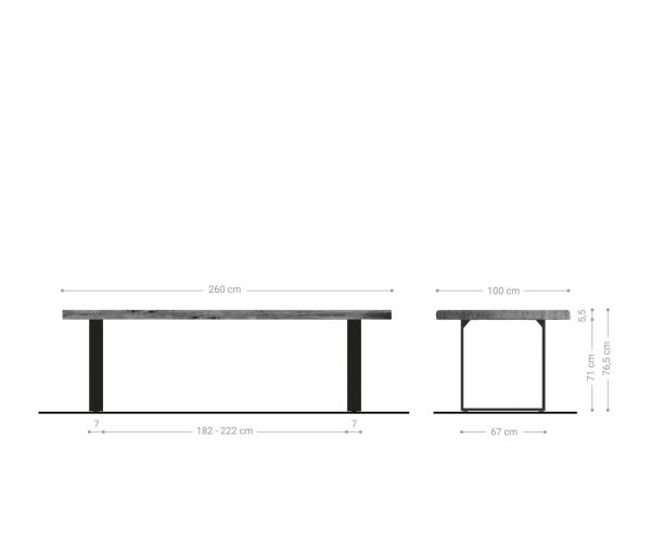 Jedálenský stôl Edge 260x100 cm XL akácia platina - Image 7