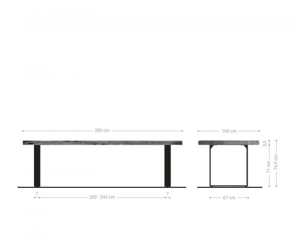 Jedálenský stôl Edge 280x100 cm XL prírodná akácia live - Image 7