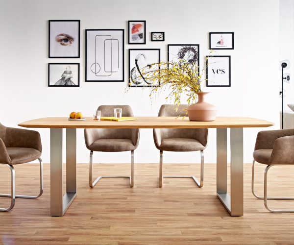 Jedálenský stôl Edge 200x100 cm zaoblený prírodný dub Swiss edge - Image 5