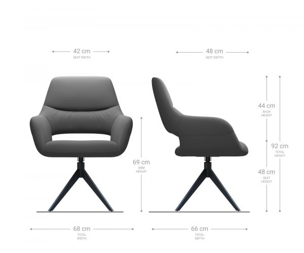 Otočná stolička Yago-Flex s podrúčkami s krížovou základňou široká nerezová oceľ mikrovlákno antracit 360° - Image 6