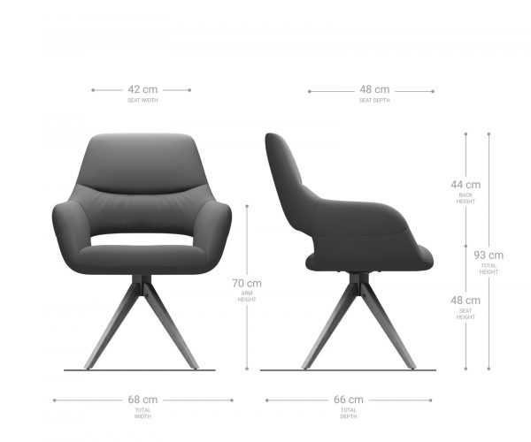 Otočná stolička Yago-Flex s podrúčkami drevená základňa štvorcový mikrovlákno antracit 180° - Image 6