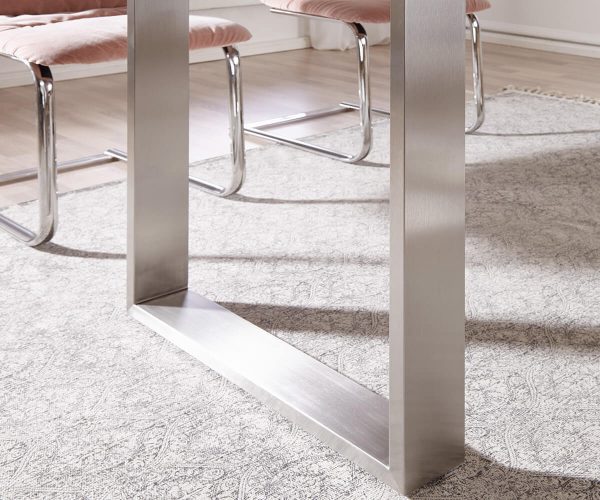 Jídelní stůl Edge 200x100 cm XL akácie šampaňská nerezová ocel úzká - Image 4