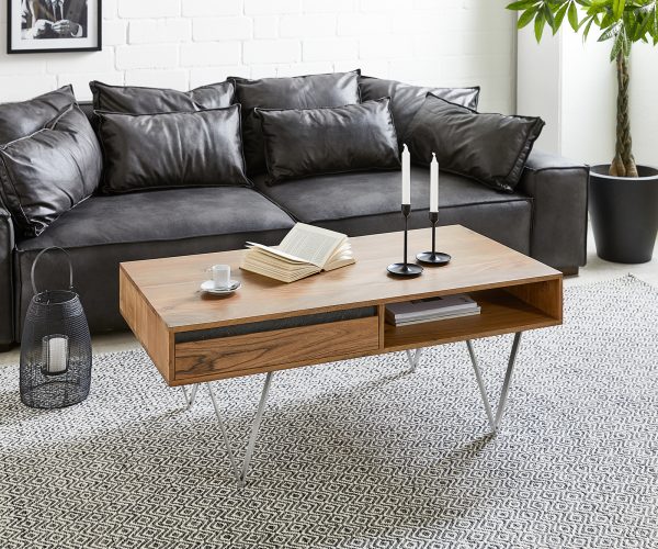 Konferenčný stolík Stonegrace 115x60 cm Akácia prírodná bridlica 2 priehradky