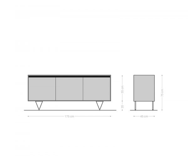 Komoda Stonegrace 175 cm Akácia prírodná bridlica 3 dvierka - Image 9