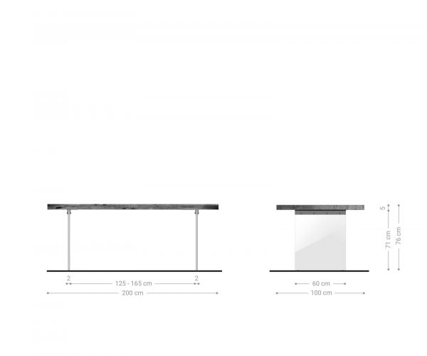 Jedálenský stôl Edge 200x100 cm XL podstavec z akáciového hnedého skla - Image 6