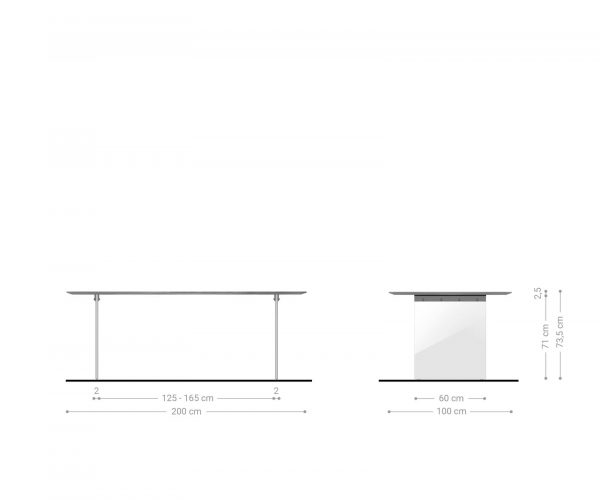 Jedálenský stôl Edge 200x100 cm Akácia platina sklenená podnož Swiss edge - Image 6