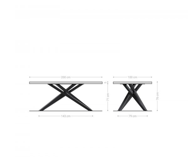 Jedálenský stôl Edge 200x100 XL akácia platina krížová podnož čierna - Image 7