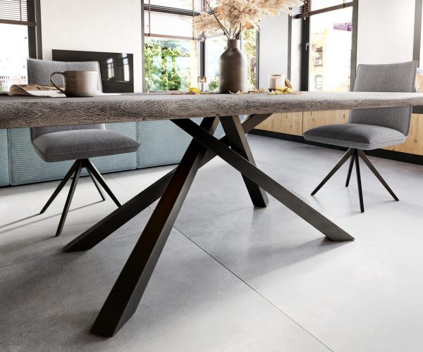 Jedálenský stôl Edge 200x100 XL akácia platina krížová podnož čierna - Image 5
