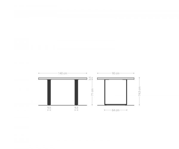 Jedálenský stôl Edge 140x90 biela nerezová oceľ úzka podnož - Image 6