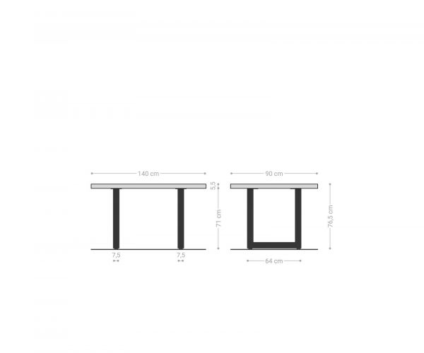 Jedálenský stôl Edge 140x90 XL biely nerezový široký - Image 6