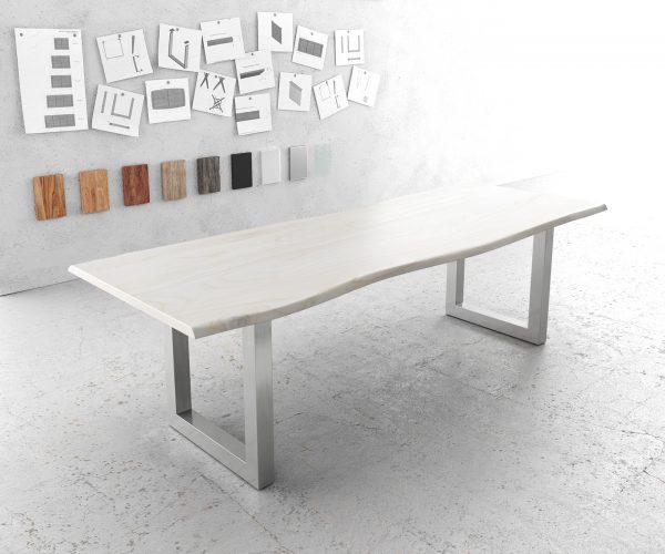 Jedálenský stôl Edge 260x100 biela nerezová oceľ široký