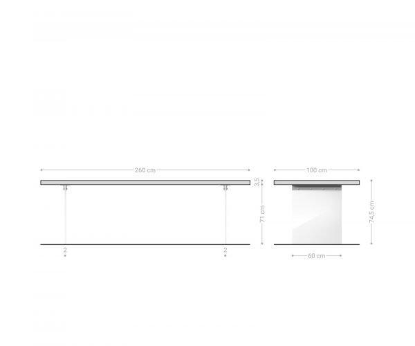 Jedálenský stôl Edge 260x100 cm akácia platina - Image 8