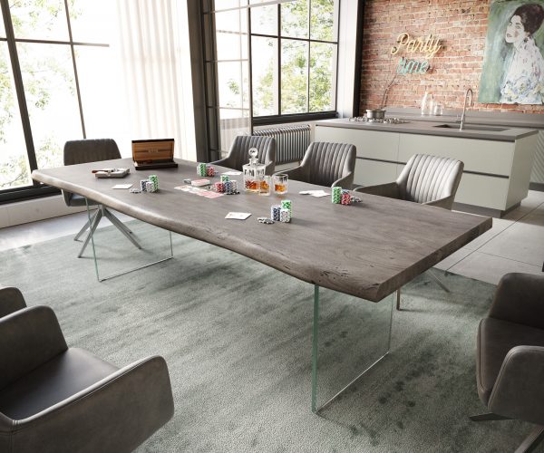 Jedálenský stôl Edge 260x100 cm XL akácia platina