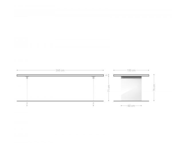 Jedálenský stôl Edge 260x100 cm XL akácia platina - Image 7
