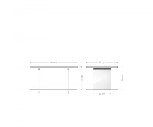Jedálenský stôl Edge 160x90 cm prírodný dub sklenená podnož - Image 7